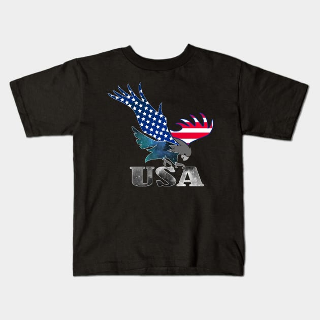 American flag Kids T-Shirt by Creation Cartoon